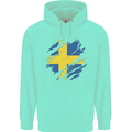 Torn Swedish Flag Sweden Day Football Childrens Kids Hoodie Peppermint