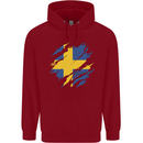 Torn Swedish Flag Sweden Day Football Childrens Kids Hoodie Red