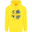 Torn Swedish Flag Sweden Day Football Childrens Kids Hoodie Yellow