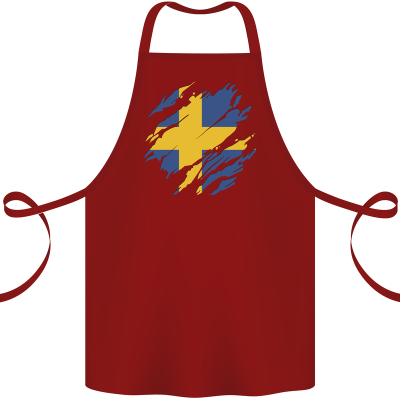 Torn Swedish Flag Sweden Day Football Cotton Apron 100% Organic Maroon
