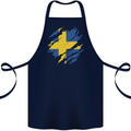Torn Swedish Flag Sweden Day Football Cotton Apron 100% Organic Navy Blue