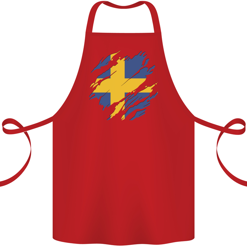 Torn Swedish Flag Sweden Day Football Cotton Apron 100% Organic Red