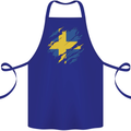 Torn Swedish Flag Sweden Day Football Cotton Apron 100% Organic Royal Blue