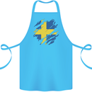 Torn Swedish Flag Sweden Day Football Cotton Apron 100% Organic Turquoise