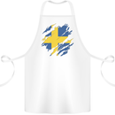 Torn Swedish Flag Sweden Day Football Cotton Apron 100% Organic White
