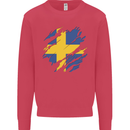 Torn Swedish Flag Sweden Day Football Kids Sweatshirt Jumper Heliconia