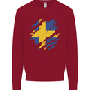 Torn Swedish Flag Sweden Day Football Kids Sweatshirt Jumper Red