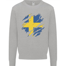 Torn Swedish Flag Sweden Day Football Kids Sweatshirt Jumper Sports Grey
