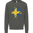Torn Swedish Flag Sweden Day Football Kids Sweatshirt Jumper Storm Grey