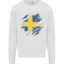 Torn Swedish Flag Sweden Day Football Kids Sweatshirt Jumper White
