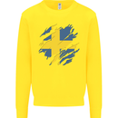 Torn Swedish Flag Sweden Day Football Kids Sweatshirt Jumper Yellow