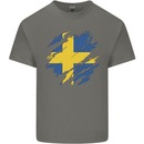 Torn Swedish Flag Sweden Day Football Kids T-Shirt Childrens Charcoal