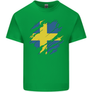 Torn Swedish Flag Sweden Day Football Kids T-Shirt Childrens Irish Green