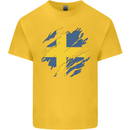 Torn Swedish Flag Sweden Day Football Kids T-Shirt Childrens Yellow