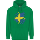 Torn Swedish Flag Sweden Day Football Mens 80% Cotton Hoodie Irish Green