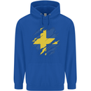Torn Swedish Flag Sweden Day Football Mens 80% Cotton Hoodie Royal Blue