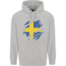 Torn Swedish Flag Sweden Day Football Mens 80% Cotton Hoodie Sports Grey