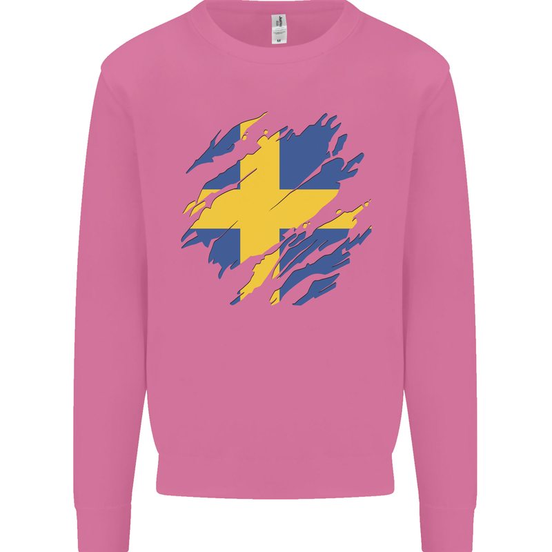 Torn Swedish Flag Sweden Day Football Mens Sweatshirt Jumper Azalea