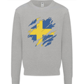 Torn Swedish Flag Sweden Day Football Mens Sweatshirt Jumper Sports Grey