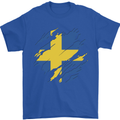 Torn Swedish Flag Sweden Day Football Mens T-Shirt 100% Cotton Royal Blue