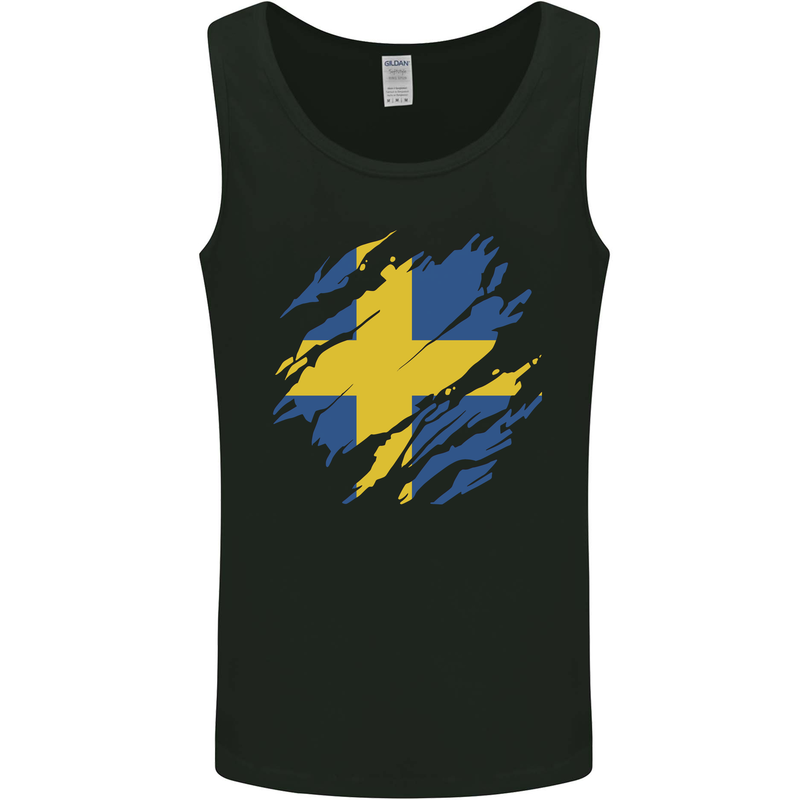 Torn Swedish Flag Sweden Day Football Mens Vest Tank Top Black