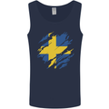Torn Swedish Flag Sweden Day Football Mens Vest Tank Top Navy Blue