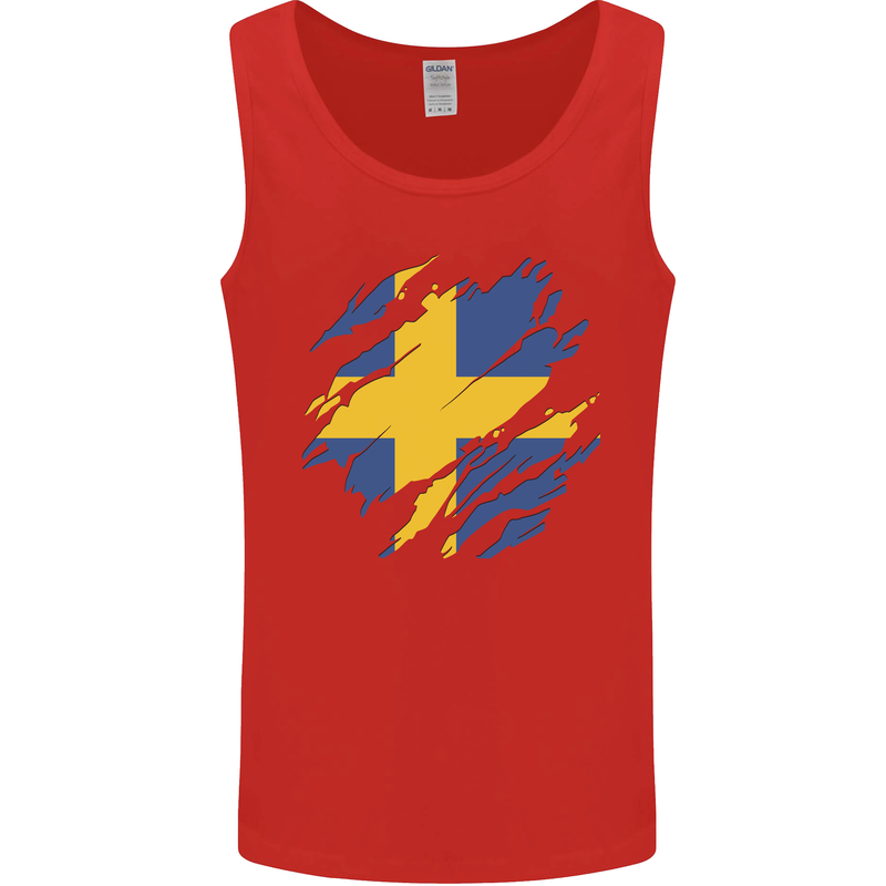 Torn Swedish Flag Sweden Day Football Mens Vest Tank Top Red
