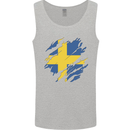 Torn Swedish Flag Sweden Day Football Mens Vest Tank Top Sports Grey