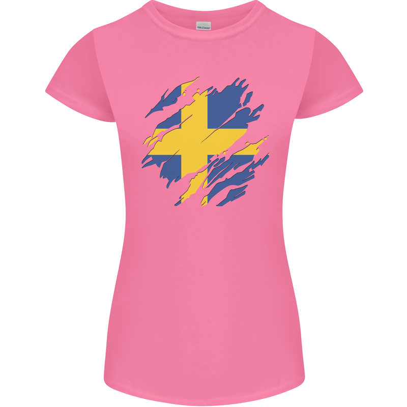 Torn Swedish Flag Sweden Day Football Womens Petite Cut T-Shirt Azalea