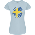 Torn Swedish Flag Sweden Day Football Womens Petite Cut T-Shirt Light Blue