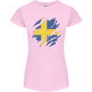 Torn Swedish Flag Sweden Day Football Womens Petite Cut T-Shirt Light Pink