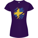 Torn Swedish Flag Sweden Day Football Womens Petite Cut T-Shirt Purple