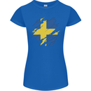 Torn Swedish Flag Sweden Day Football Womens Petite Cut T-Shirt Royal Blue