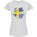 Torn Swedish Flag Sweden Day Football Womens Petite Cut T-Shirt White