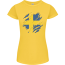Torn Swedish Flag Sweden Day Football Womens Petite Cut T-Shirt Yellow