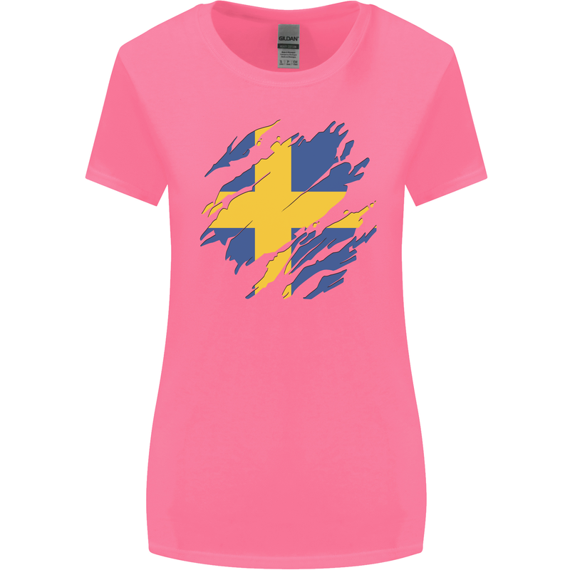 Torn Swedish Flag Sweden Day Football Womens Wider Cut T-Shirt Azalea