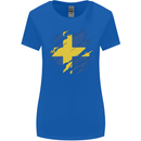 Torn Swedish Flag Sweden Day Football Womens Wider Cut T-Shirt Royal Blue