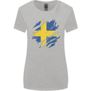 Torn Swedish Flag Sweden Day Football Womens Wider Cut T-Shirt Sports Grey