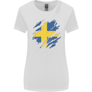 Torn Swedish Flag Sweden Day Football Womens Wider Cut T-Shirt White