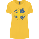 Torn Swedish Flag Sweden Day Football Womens Wider Cut T-Shirt Yellow