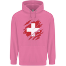 Torn Switzerland Flag Swiss Day Football Childrens Kids Hoodie Azalea