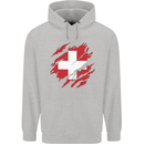 Torn Switzerland Flag Swiss Day Football Childrens Kids Hoodie Sports Grey
