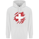 Torn Switzerland Flag Swiss Day Football Childrens Kids Hoodie White