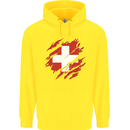 Torn Switzerland Flag Swiss Day Football Childrens Kids Hoodie Yellow