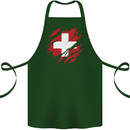 Torn Switzerland Flag Swiss Day Football Cotton Apron 100% Organic Forest Green