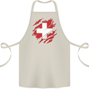 Torn Switzerland Flag Swiss Day Football Cotton Apron 100% Organic Natural