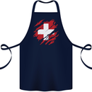 Torn Switzerland Flag Swiss Day Football Cotton Apron 100% Organic Navy Blue
