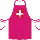 Torn Switzerland Flag Swiss Day Football Cotton Apron 100% Organic Pink