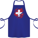Torn Switzerland Flag Swiss Day Football Cotton Apron 100% Organic Royal Blue