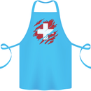 Torn Switzerland Flag Swiss Day Football Cotton Apron 100% Organic Turquoise